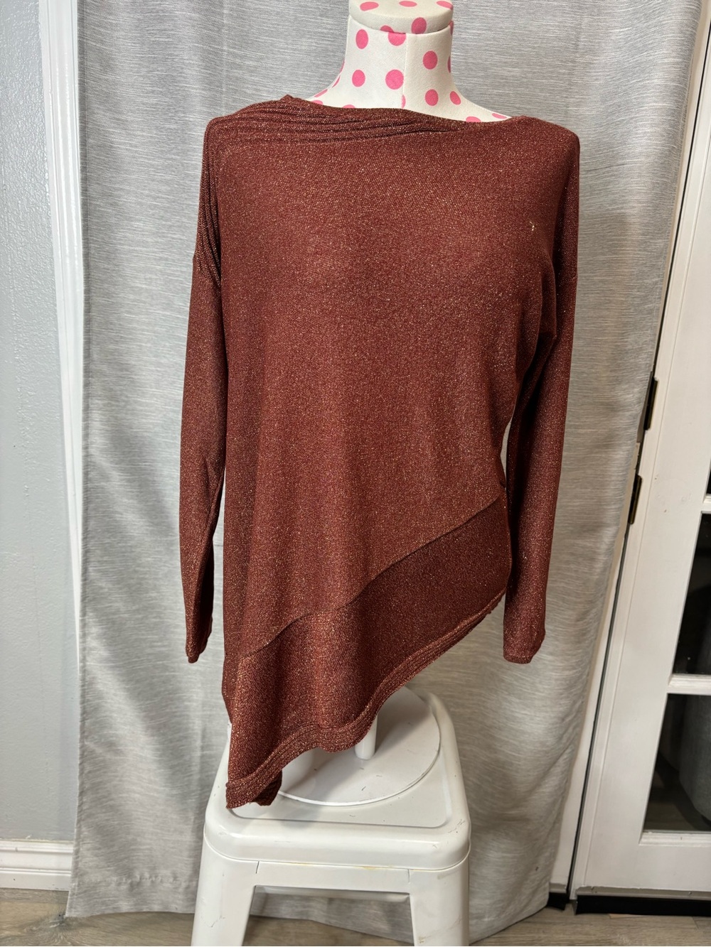 Chico's Metallic Rust Knit Top